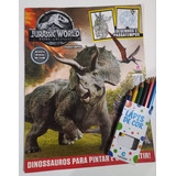 Revista Colorir Dinossauros Com Lápis De Cor 6 Cores