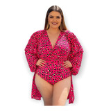 Saída De Praia Piscina Curta Plus Size Feminina Bata Canga 