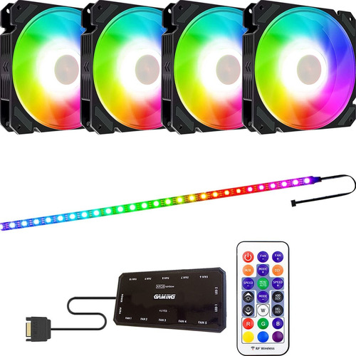 4 Cooler Fan 120mm Rgb Ventoinha + Controladora + Fita Led