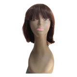 Peruca Curta Wig 100% Cabelo Humano 20cm Liso Com Franja