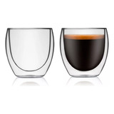 Pack X 2un Vaso Vidrio  Doble Pared  Cafe Taza Pocillo 150ml