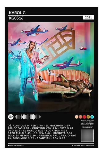 Poster Karol G Con Código Spotify Y Con Realidad Aumentada