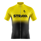 Jersey Ciclismo Ruta Mtb Strava Amarillo-negro Manga Corta 