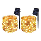 Guirnaldas De Luces Solares Navidad Exteriores 10 Mts 2 Pack