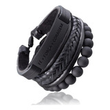 Pulseira Masculina Fé Força E Coragem Black 