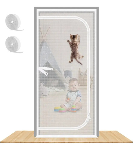 Cortina Mosquitera Reforzada Con Puerta De Malla For Gatos D