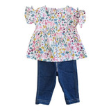 Conjunto Roupa De Bebê Bata Florida E Legging Carter's