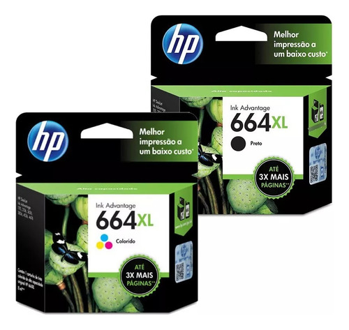 Kit Cartuchos Originais Hp 664 Xl Preto Color 3776 3790 4676