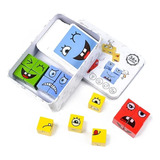 Juego Emoji Montessori Bloques Madera Caja Lata /jp Ideas