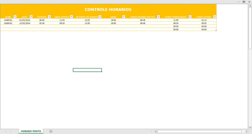 Planilha Cartão Ponto