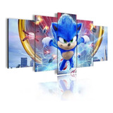 Quadro Decorativo De Parede Do Sonic 5 Peças Promoção