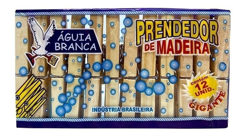 Prendedor Em Madeira/metal Gigante 9cm 12 Un - Águia Branca