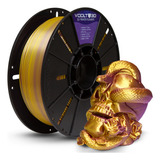 Filamento Pla Duo Color Roxo E Dourado V-silk Imprimir 3d