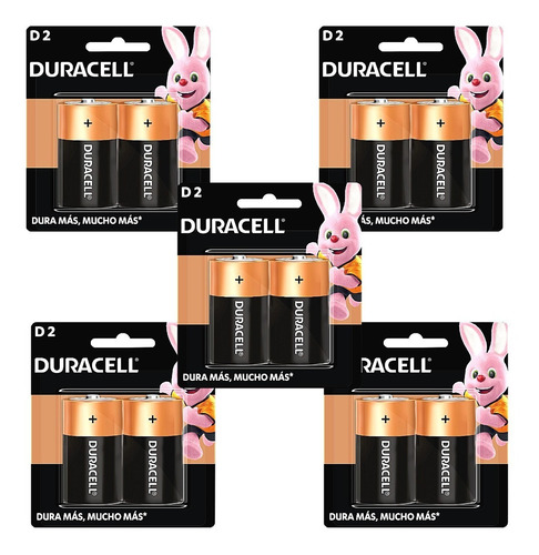 D Tamaño D Duracell Alcalina 1.5v No Recargable 10 Piezas