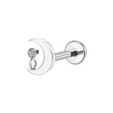 Piercing Labret Titânio G23 Pvd Lua Com Zircônia 1.2x8mm