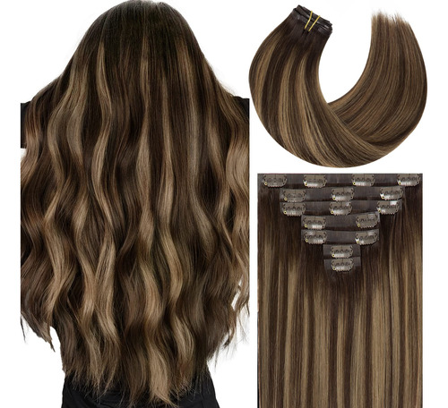 Caliee Extensiones De Cabello Humano Con Clip De 16 Pulgadas