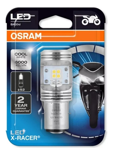 Lampara Led S2 Motos 12v 5/6w Ba20d 6000k Osram 74205cw