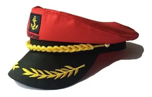 1 Gorro Ajustable Capitan Marinero Gorra Rojo O Negro