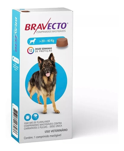 Antipulgas Bravecto Para Cães De 20 A 40 Kg - Validade 2021