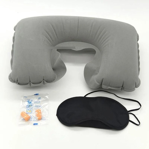 Set Viajero Antifaz + Tapón De Oídos + Cojín Cuello Inflable