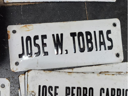 Cartel Antiguo Enlozado De Calle Jose W Tobias