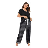 Conjunto De Pijama De Manga Corta Para Mujer, Talla Grande