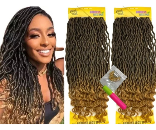 Goddess Faux Locs 2 Pcts + Agulha E Aneis Para Croche Braid