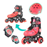 Roller Patin Unicornio Casco Codera Seguridad Luces Nena 