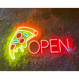 Letrero Led Neon Open Abierto Pizza Slide Ancho55cm Luminoso