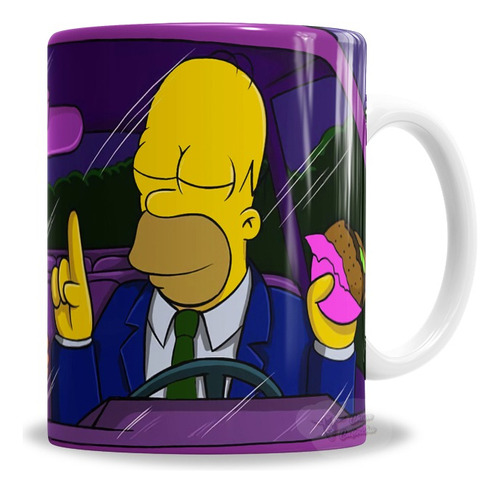 Taza De Cerámica Simpsons, Homero Y Marge Auto - Con Caja