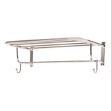 Repisa, Rack Toallero Con Dos Perchas Bronce Cromado 60 Cm