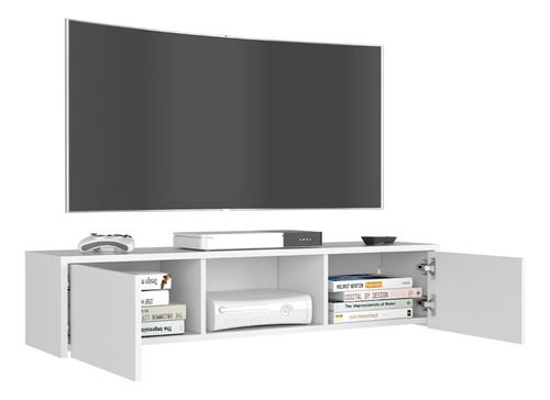 Mesa Para Tv Flotante Gleid, Blanca 26x125x29 Color Blanco