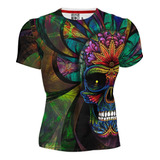 Playera Full Print Colores Calavera Adornada Día Muertos 333