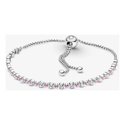 Brazalete Rosa Y Transparente Brillante Cierre Deslizante Color Ajustable 15 - 23 Cm | Meses sin interés