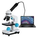 Oseelang Microscópio Biológico Hd Mono 2000x Led Usb +13 Pcs Cor Branco