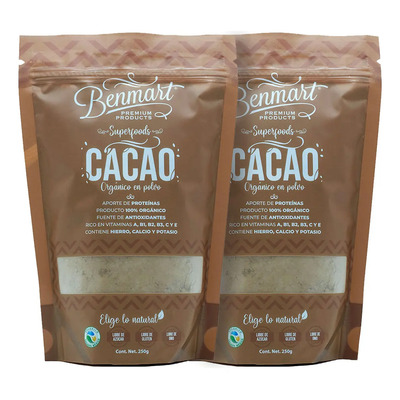 Cacao En Polvo Orgánico Benmart Sabor Natural 500g (2 Pack) | Meses sin interés
