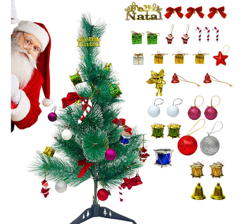 Árvore De Natal Decorada Pequena 60cm Nevada Completa Luxo