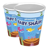 6 Vasos Baby Shark Para Cotillón De Cumpleaños 