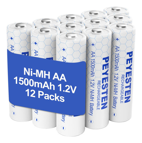 Pilas Recargables Peyesten  Nimh Aa 1500 Mah, 1,2 V Doble A