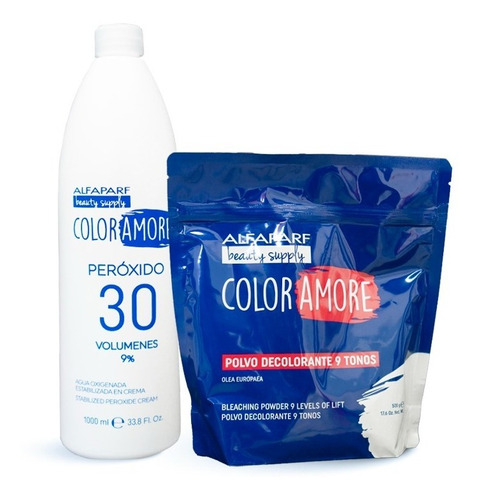 Decolorante En Polvo 9 Tonos Color Amore 500gr + Peroxido Lt