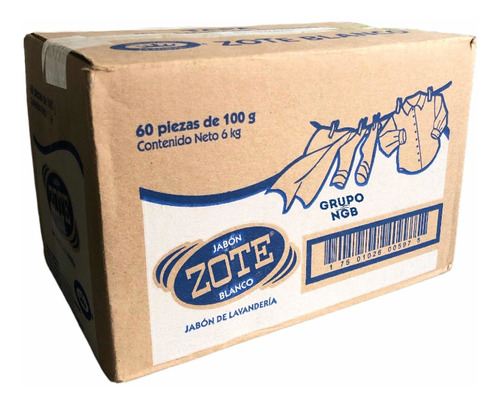 Caja Jabón Zote Blanco 60 Piezas De 100g C/u