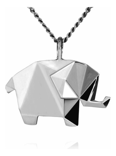 Dije Origami Elefante De Plata Color Plateado