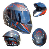 Casco Moto Negro Rojo Azul Blanco Mate Aleron Deportivo Dot