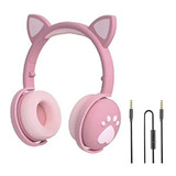 Auriculares Bluetooth Oreja Gato Rgb Limitador Volumen Niños