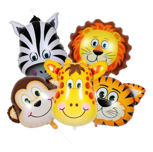 6 Globos Metalizados Selva Granja 40cm Souvenir Piñata