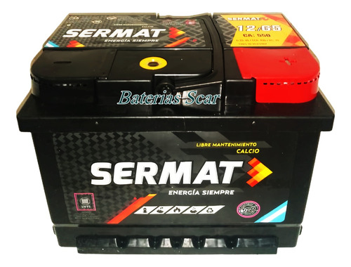 Batería Sermat 12x65 Refda Libre Mant. Nafta Gnc Diesel 1.4