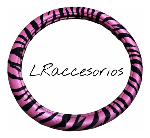 Funda Cubre Volante Femenino Rosa  Con Negro Animal Print