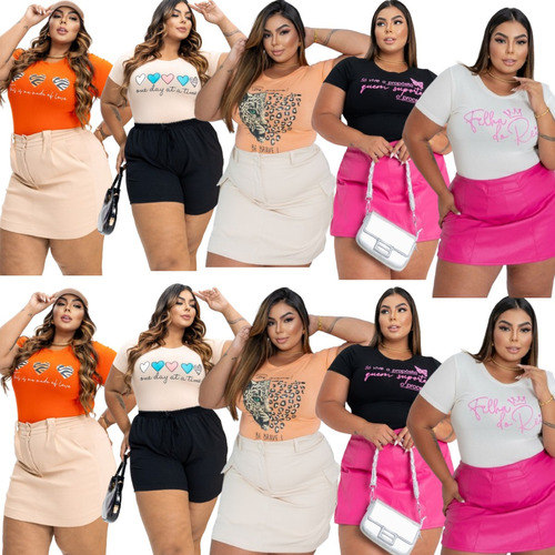 Kit 10 Blusas Femininas Plus Size Cores Estampas Variadas