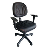Cadeira Escritório Bem Confortável Com Encosto Regulável. Cor Preto Material Do Estofamento Couro Sintético