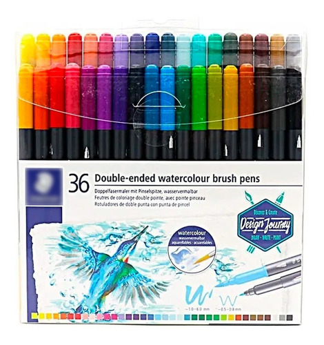 Plumones Punta Pincel Doble Punta Staedtler X36 Acuarelables